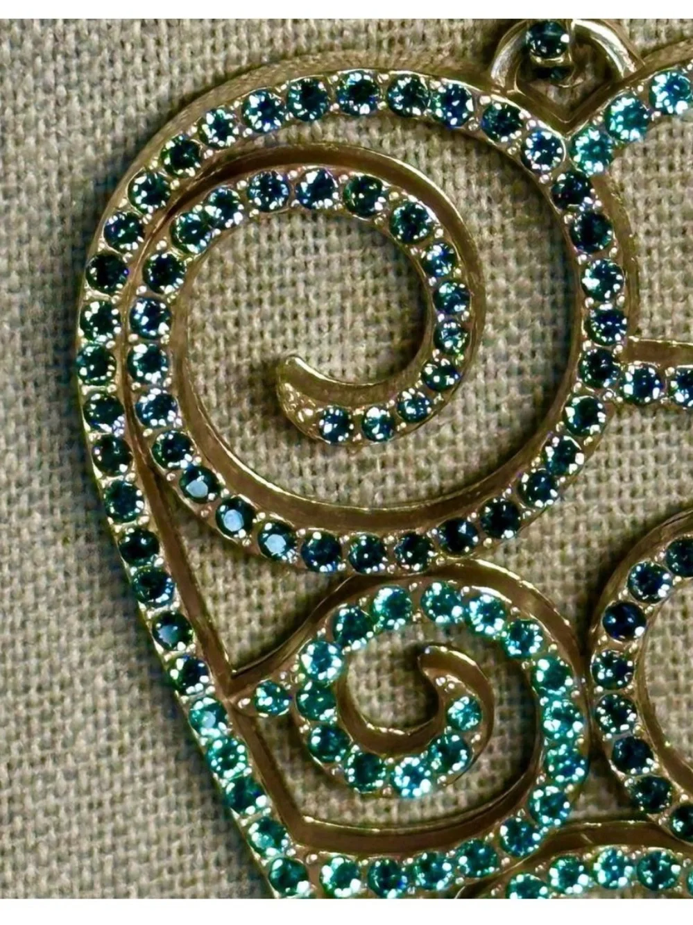 Brighton Gold-Tone Teal and Blue Swirl Heart Necklace